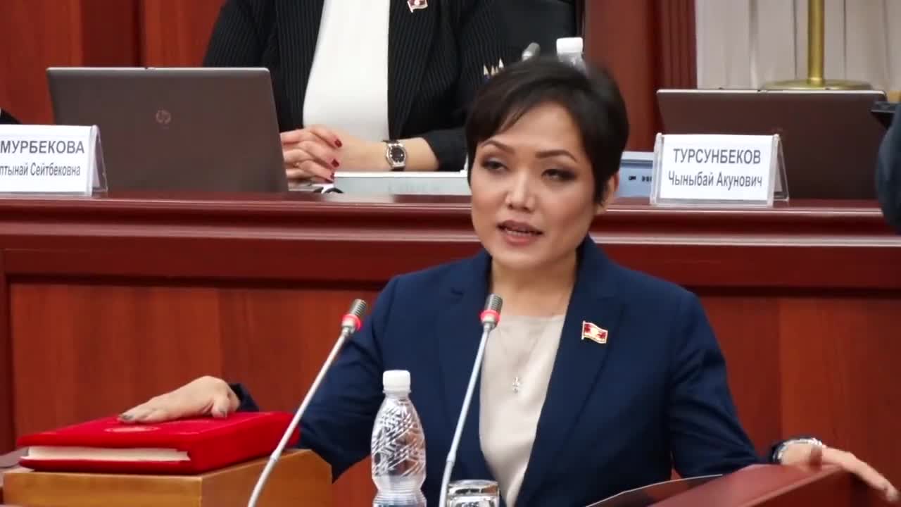  Аида Касымалиева Жогорку Кеңеште ант берди