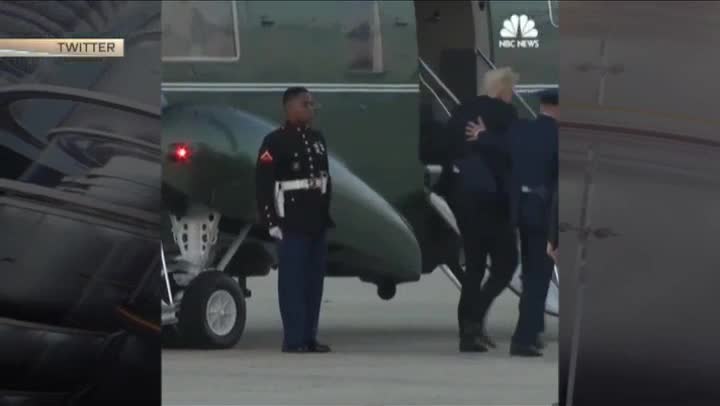 Дональд Трамп фуражкасы шамалдан учуп кеткен аскерге жардамдашты