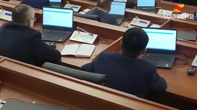 Депутаттар добуш берүү алдында 2ден мышка менен отурат 